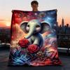 1 Stück Elefantenrosen Outdoor Personalisierte Flanelldecke, Weiche, Leichte Personalisierte Flanelldecke, Digitaldruck,