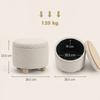 Storage Sitting Bench with Lid, Round Storage Ottoman with Rubberwood Legs, Beige