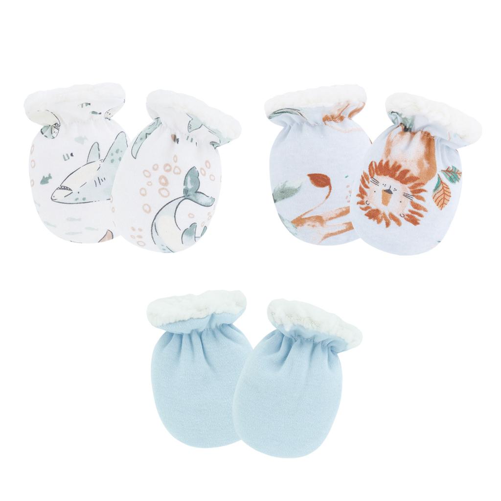 3Pair Thickened Lamb Wool Baby Gloves Anti Scratch Soft Elastic Winter Warm Newborn Mittens Infant Hand Covers Comfortable Protective Gear 0-1 Years