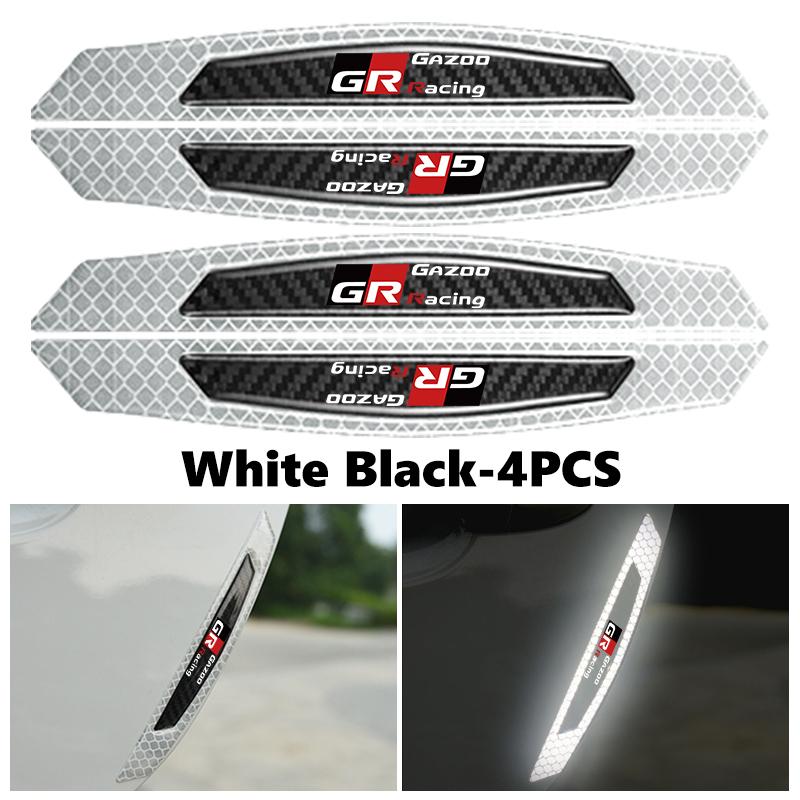 For Toyota 4Pcs Car Door Sticker Safety Warning Reflective Sticker Auto Accessories Crown GR Corolla YARIS Auris C-HR Hilux Vios