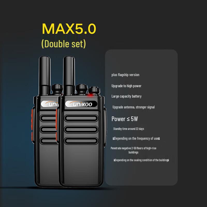 

UNIKOO MAX5.0 Long-Range Professional Walkie-Talkie (Twin Pack) (CN version)