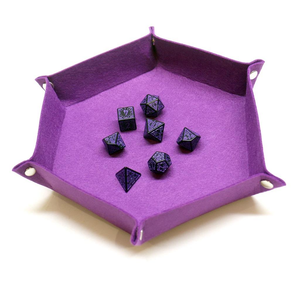 1Pc Dice Tray Set Foldable Dice Trays Hexagon Dice Rolling Tray Felt Dice Holder For Dice Games Like Rpg, And Other Table Games