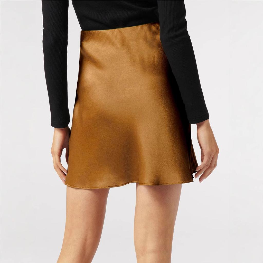 Women's Comfortable Elegant and Premium Acetate Satin Halter Skirt Spring Summer Elastic High Waist Solid Color Short Skirt Women's