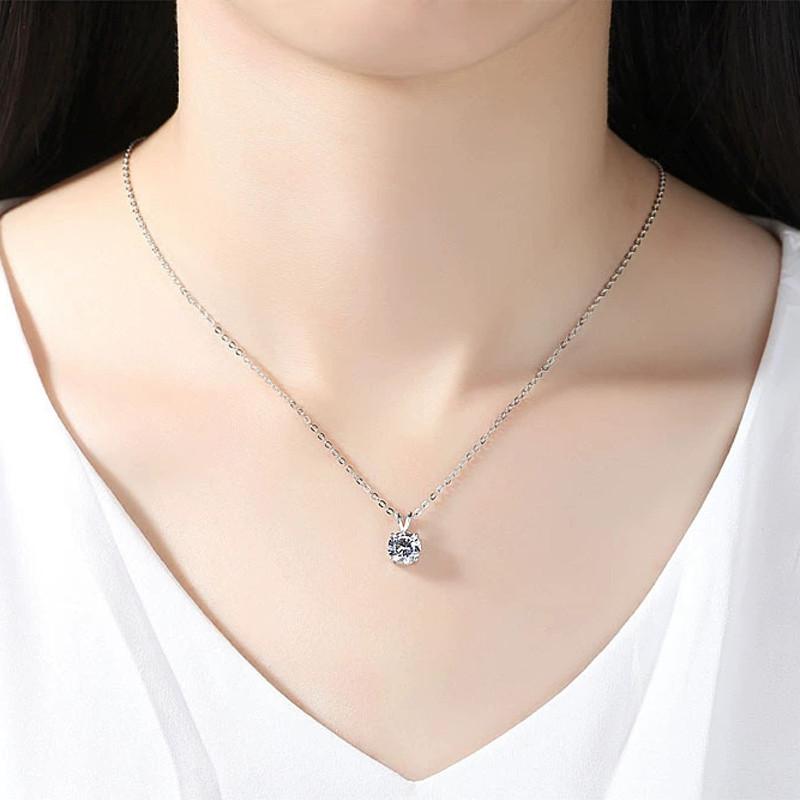 CC Pendant Necklaces For Women White Cubic Zirconia Round Simple Bridal Wedding Engagement Jewelry Fashion Accessory CCN002