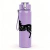 1PC Galloping Black Horse Silhouette 750ml Color Plastic Sports Water Bottle Leakproof Flip Straw Lid Suitable for Sports Office Home Use