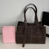 Vintage Suede Tote Bag for Women Large Capacity Casual Shoulder Bag Retro Cross Quilting Soft Hobo Handbag for Daily Commute Work Shopping Travel
