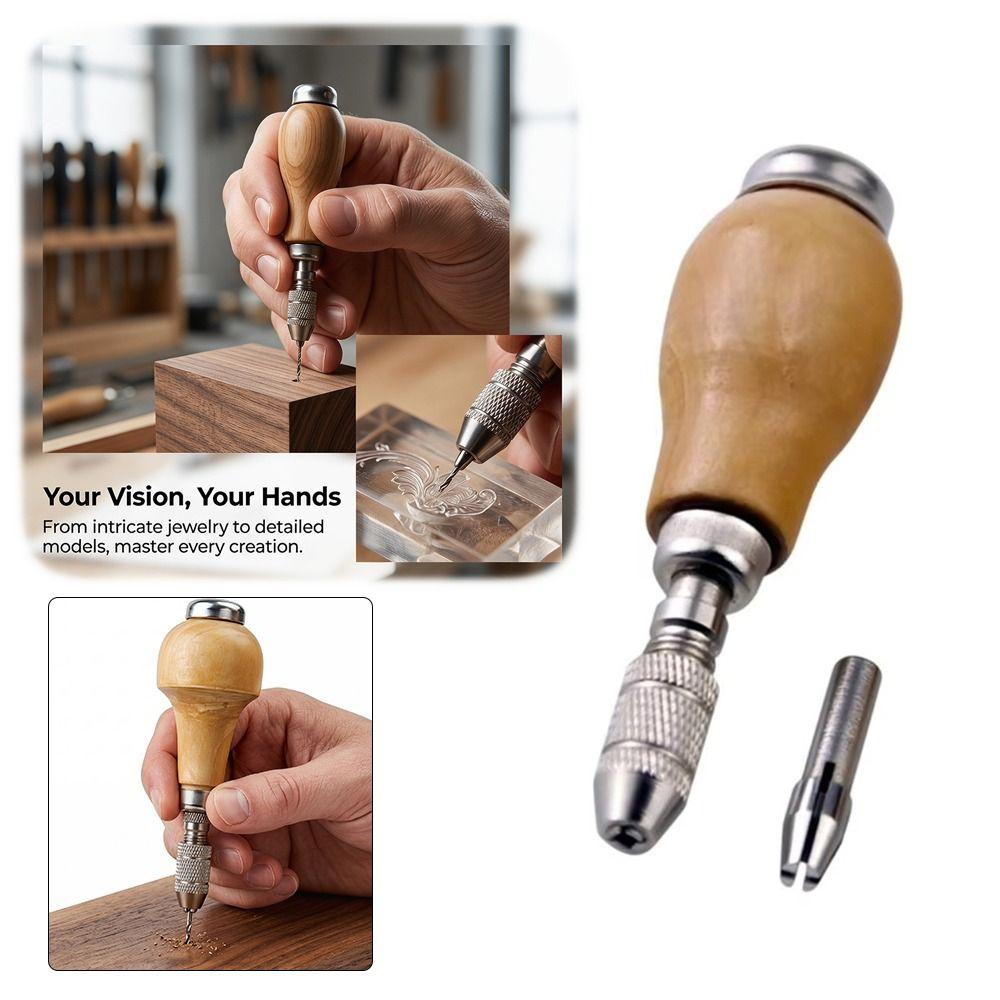 Wooden Comfort Shape Handle Pin Vises Gourd Lock Twist Drill Bits Jewelry Making Tool Home Repairs