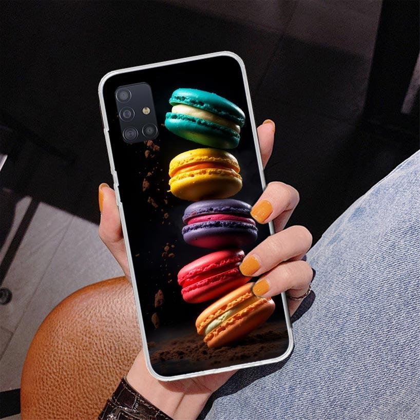 Macaron Ice Cream Cake Doughnut Phone Case For Samsung Galaxy A52 A32 A22 A12 A51 A31 A50S A30S A20S A10S Note 20 Ultra 10 Plus