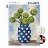 Elegant Framed Pearl Art DIY Set with Green Flower Vase 5D Sparkling Bead Canvas Painting Ready to Display Romantic Home Decor Gift