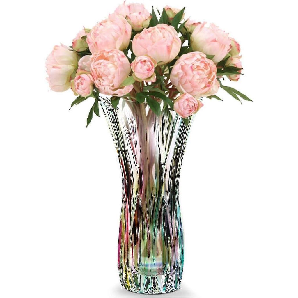 Flower Vase Phoenix Tail Shape Thickened Crystal Glass For Home Decor, Wedding Or Giftsize25cm Less