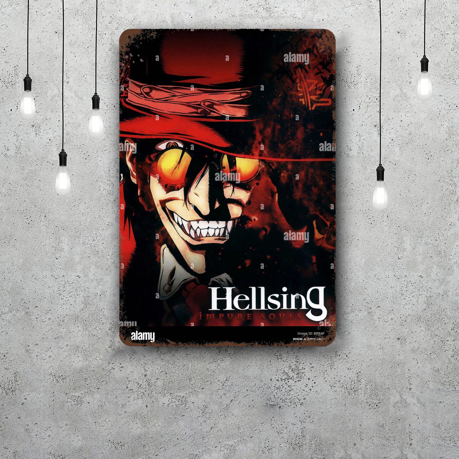 

Hellsing Декор Постер Винтажная Жестяная Вывеска Металлическая Вывеска Декоративная Табличка для Паба Бара Мужской Уголок Клуба Настенное Украшение 20x30cm（7.8x11.8inch）