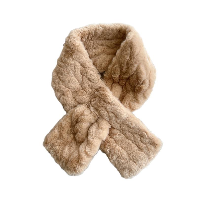 Neuer Imitat Rexkaninchenfell Kreuzschal Winddicht Kältefest Halskragen Dick Warmhalten Gestricktes Halstuch Damen