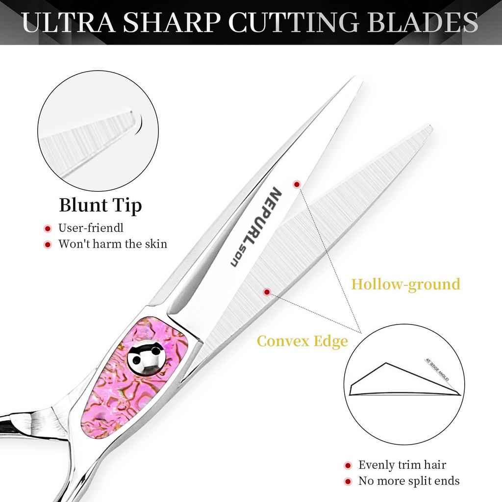 6.0-Inch Napsen Hairdressing Barber Scissors - Straight & Thinning Shears