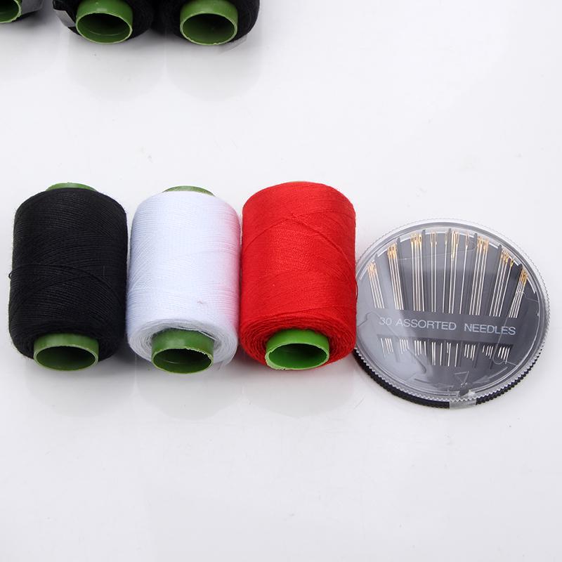 Polyester Sewing Thread Set: White, Black, Colored Threads & Needles for Hand & Embroidery Sewing