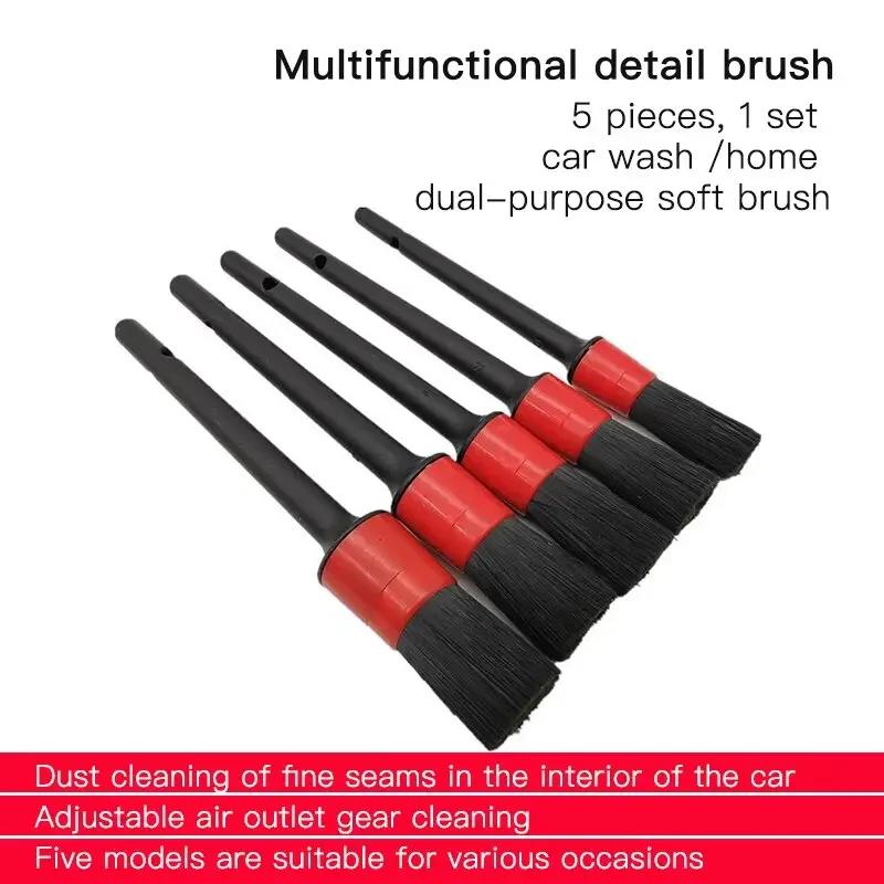 5pcs Car Cleaning Tools Automotive Trim Brush Interior Clean Brush Dusting Brush for Dashboard Air Conditioning Detailing Brush