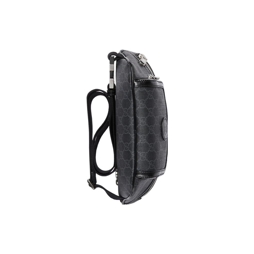 Gucci Double G Logo Zipper Canvas And Leather Trim Waist Bag Large Men Waist Bag Black 733240-92THN-1000