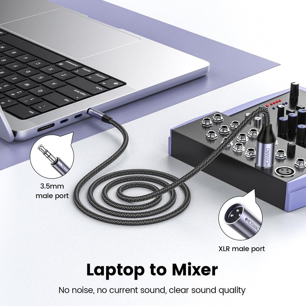 MOSWAG to XLR to XLR Microphone Mini Jack Aux to Suitable for Cell Tablet 3.5mm Cable, 3.5mm (Male) (Male) Cable, Phone, iPod, Phone, Laptop, Speaker,