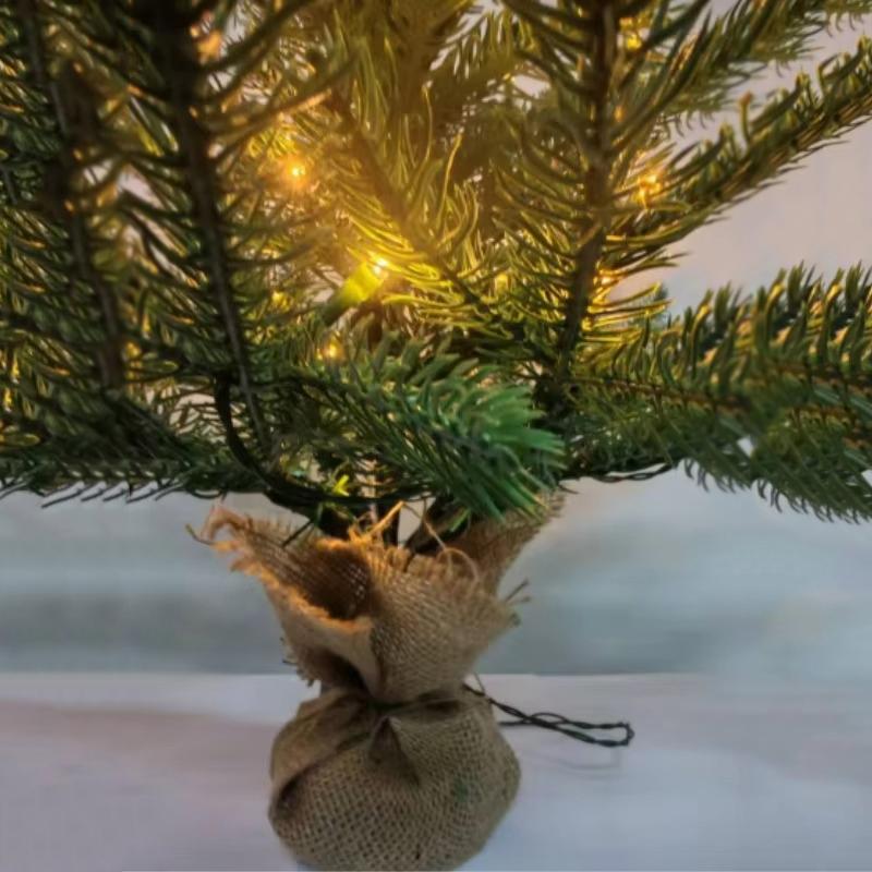 Small Christmas Tree PVC Home Christmas Party Atmosphere Mini Xmas Tree with LED Lights Home Atmosphere Decoration 45cm/60cm