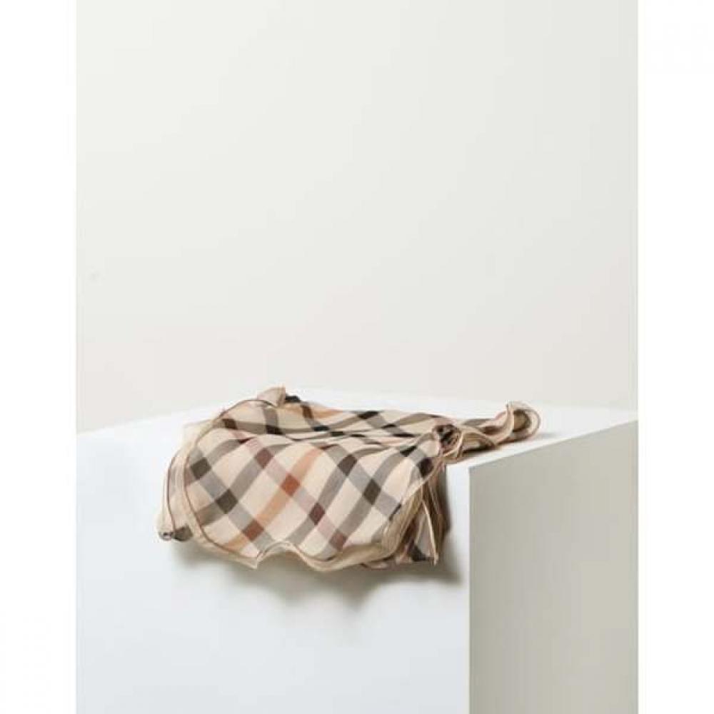Daks Brown Check Long Silk Scarf Dcsc5f290w2