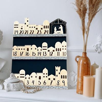 Countdown-Adventskalender mit Christus-zentrierter Krippe, für den Innenbereich, Ornamente, für Zuhause, Desktop, Geschenke, Sammlerstücke