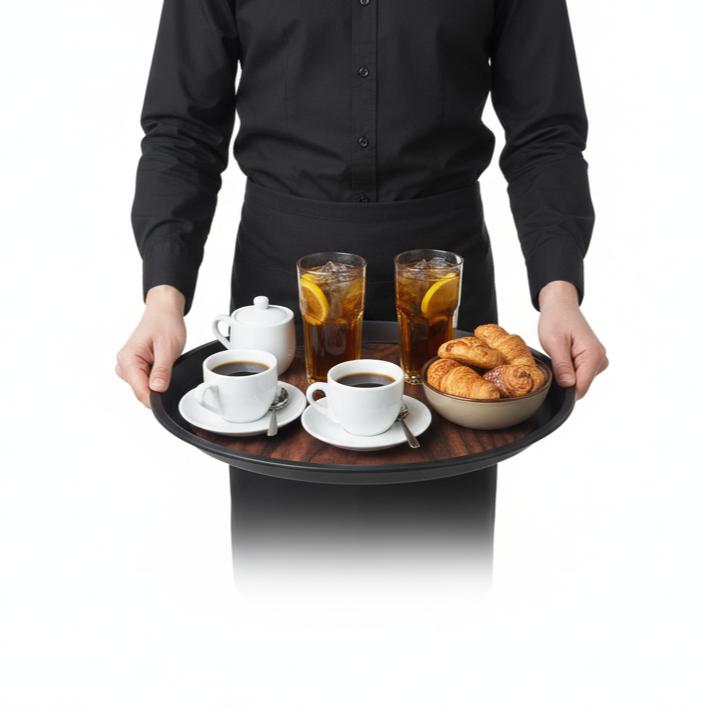 ANTI-SLIP KITCHEN WAITER TRAY BLACK 41 cm FOR SERVING
