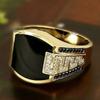 Classic Men Ring Fashion Metal Gold Color Inlaid Black Stone Zircon Punk Rings for Men Engagement Wedding Luxury Jewelry Anillos
