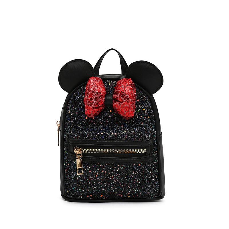 Zaino con Paillettes a Fiocco per Ragazza, Materiale PU Impermeabile per Uso Quotidiano