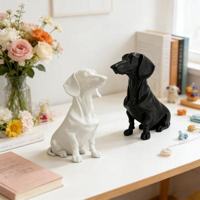 Dackel Hund Statue 3D Gedruckt Niedliche Hundeskulptur für Zuhause Büro Schreibtisch Regal Dekor Sammlerstück Geschenk für Hundeliebhaber
