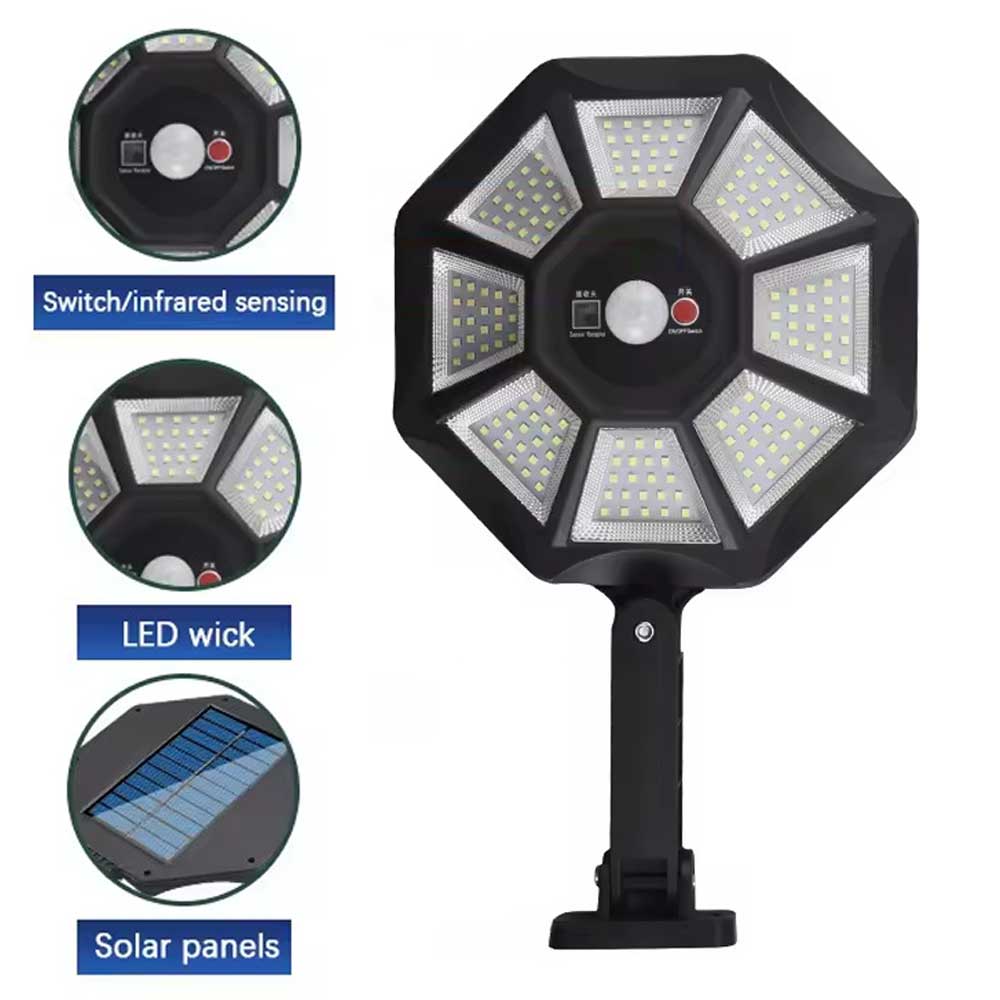 Luci Solari a LED 168 12h Illuminazione Proiettori di Sicurezza Esterno Sensore di Movimento Impermeabile Giardino Cortile Lampione Stradale Impermeabile