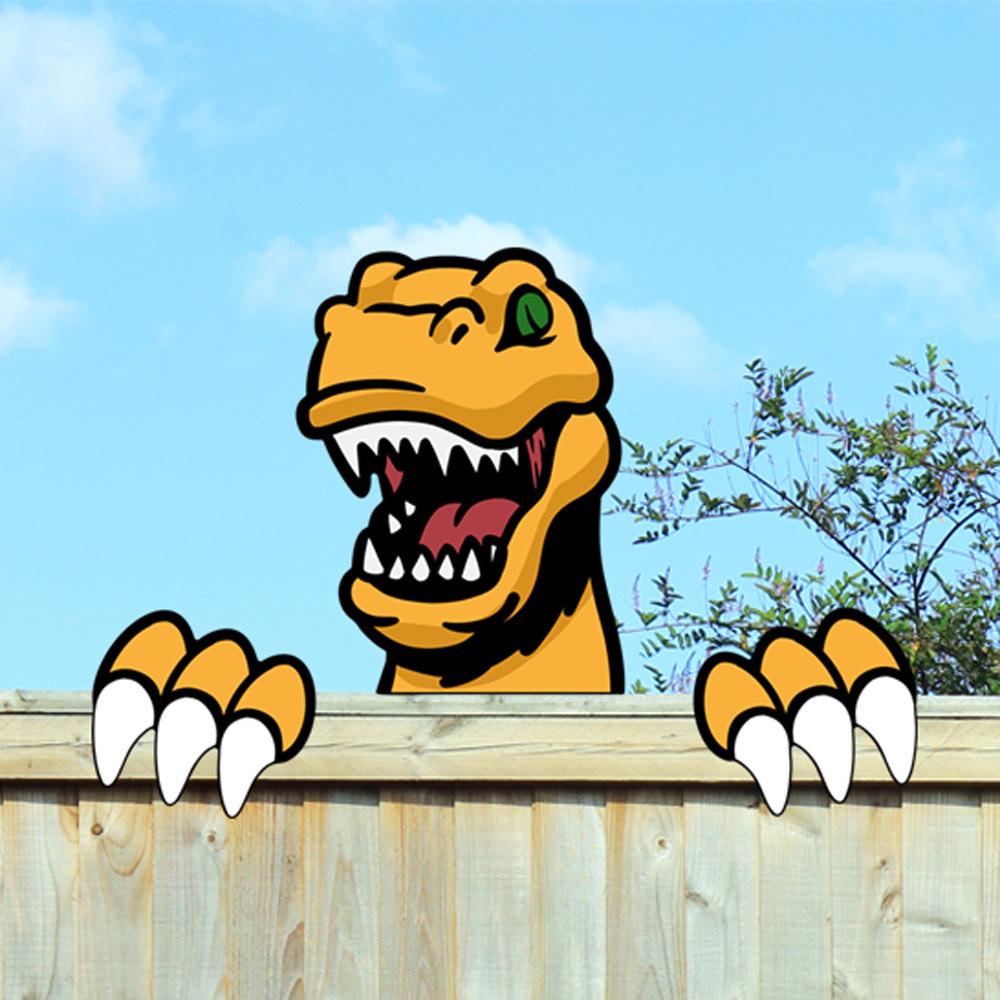 Cartoon Animal Peeking Outdoor Fence Decoration Sign