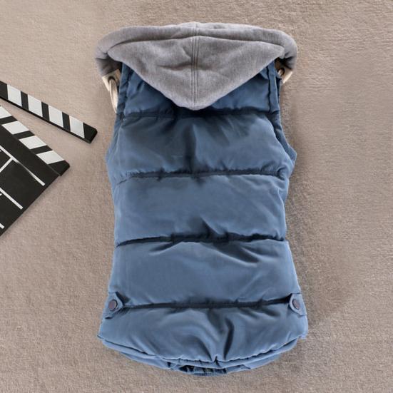 Women Autumn Winter Color Block Sleeveless Hooded Waistcoat Warm Thick Vest Coat