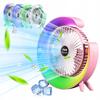 Desk Fan For Summer Led 3 Speeds Rgb Powerful Quiet