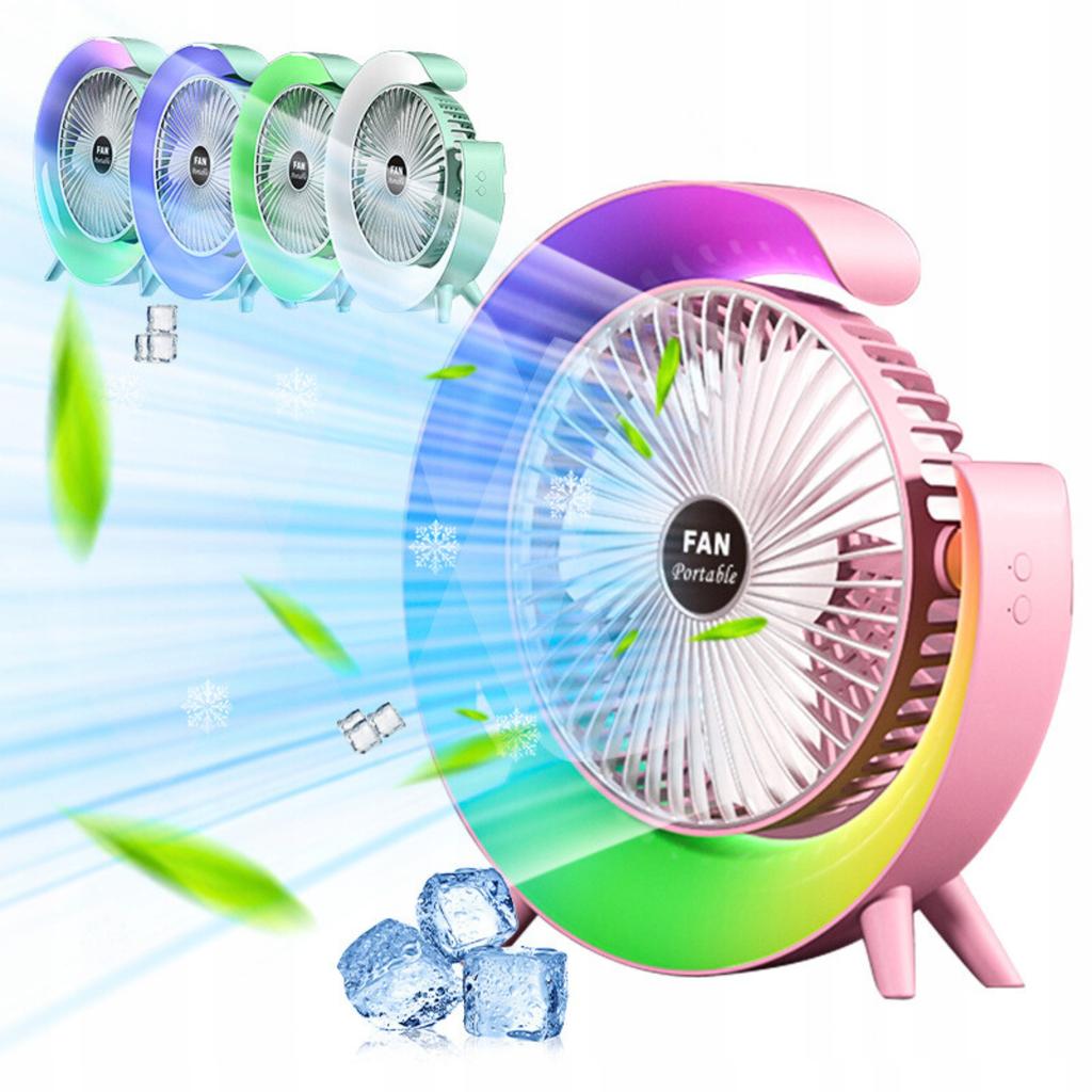Desk Fan For Summer Led 3 Speeds Rgb Powerful Quiet