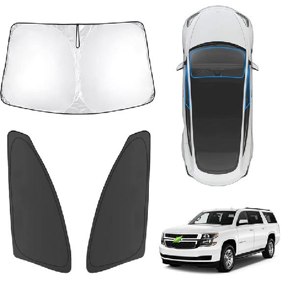 Karltys 3PCS Front And Side Windshield Sun Shade For 2015-2024 2025 Jeep Renegade, Reflective Window Sunshade Fit Renegade, Foldable Sun Shield Sun