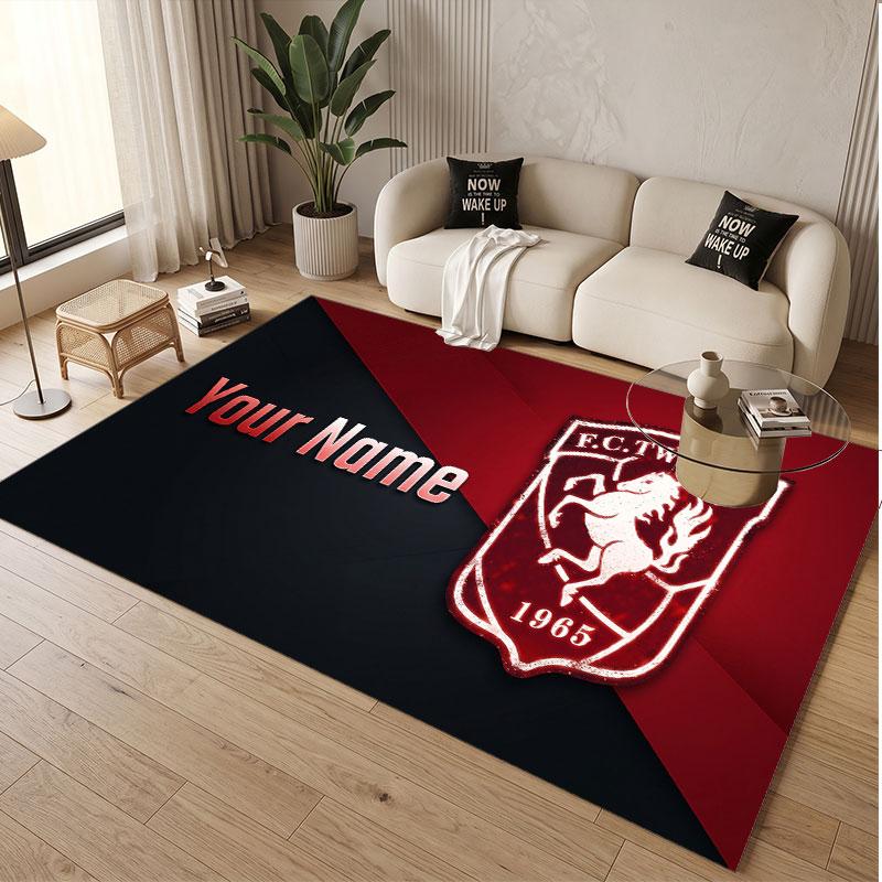 Custom Rug FC Twente Pattern Print Name Text Soft Non‑Slip Floor Carpet for Home Indoor Decoration