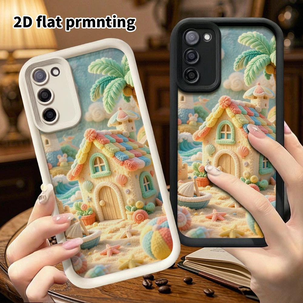 Phone Case: 2D flat, suitable for Samsung Galaxy A34 A35 M05 M06 S20 S22 S21 FE Plus 5G protective case, seaside cottage, perfect Christmas and Hallow
