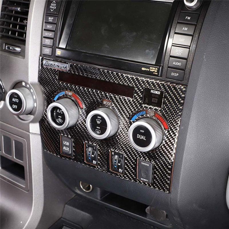 DTC2 For Toyota Tundra 2007-2013 Soft Carbon Fiber Central Control Air Conditioning Switch Panel Decorative Sticker Trim