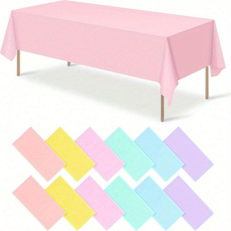 Plastic Pastel Tablecloth, Multicolor Disposable Rectangle Tablecloths for Wedding, Birthday Party, Spring Easter, Summer Party Decoration