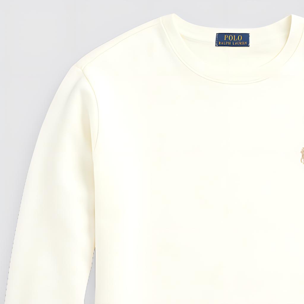 Polo Ralph Lauren Solid Color Small Pony Embroidered Crew Neck Long Sleeve Sweatshirt Men sweatshirt Cream MNPOKNI16823166-101