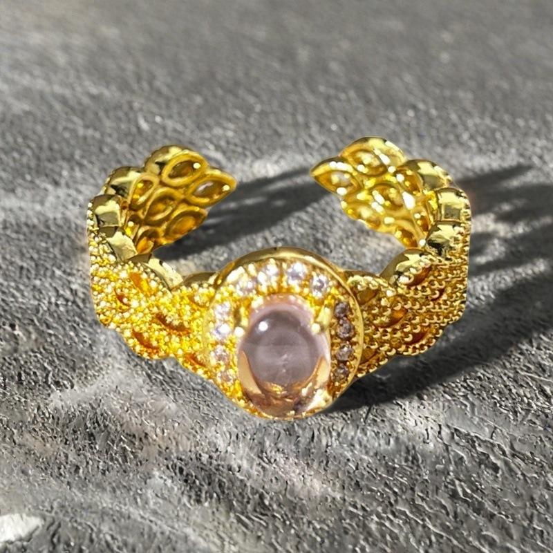 Three-Dimensional Exquisite Medieval French Retro Open Ring Luxury Light Luxury Niche Zircon Accessories Women