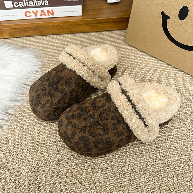 

Women s Baotou Lightweight and Comfortable a Footstool Heightening Winter Warm and Cold Padded Non-slip Wear-resistant Leisure Plush Cotton Slippers 40 леопард друку кольору