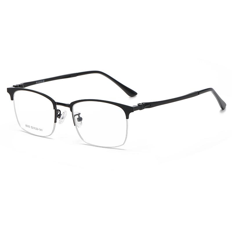 Magnetic Clip-On Sunglasses for Men - Polarized Dual-Use Myopia Half-Rim Frames for Indoor-Outdoor Driving