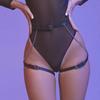 Sexy Open Crotch Woman Garter Lingerie Intimate Crotchless Panties With Adjustable Pu Leather G-String Underwear Female Thongs