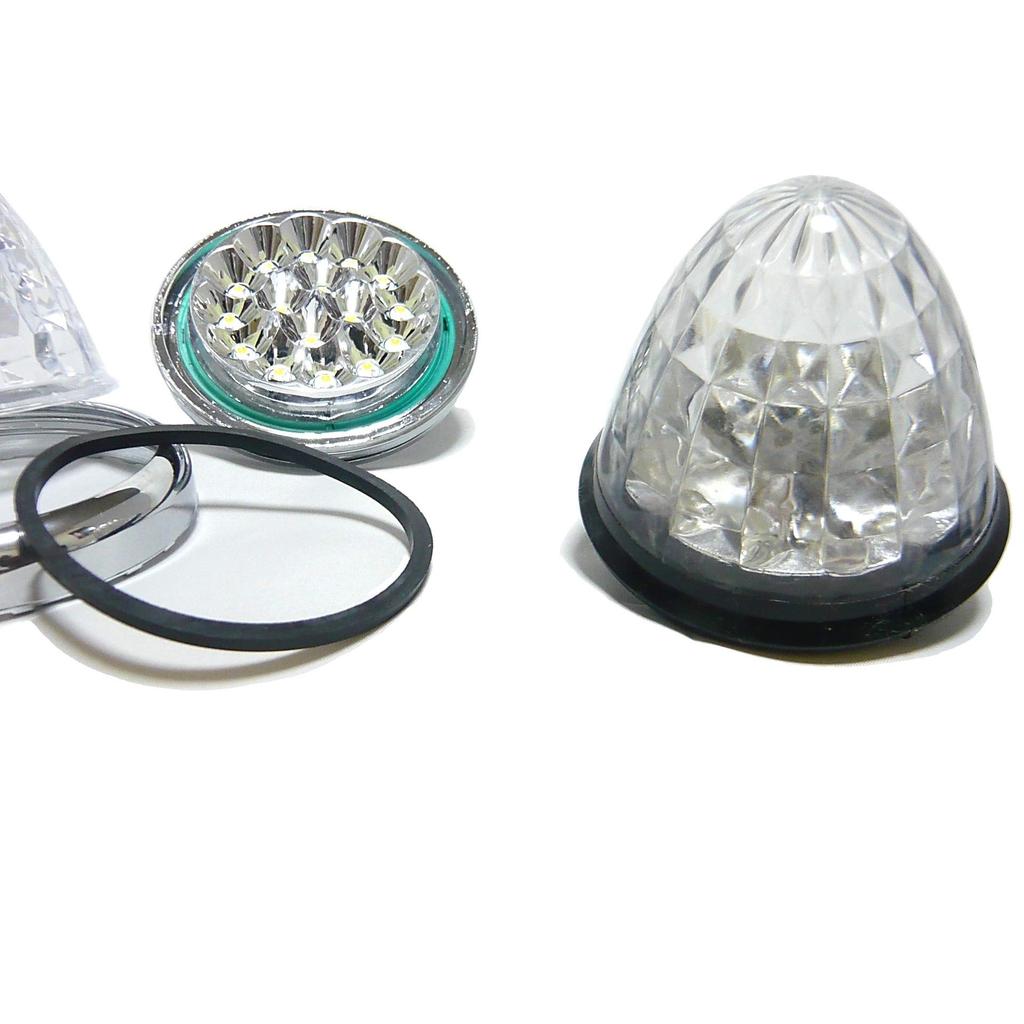 24V LED Marker Lamp Side Marker Plated Ring Truck Supplies Set of 4 (White)