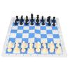 Chess Set Plastic Chess Pieces PU Blue White Chess Board Black Drawstring Pocket Chess Game Set for