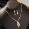 Full Diamond Zircon Stud Earrings Necklace Two-Piece Set Cold Wind Collarbone Chain Light Luxury High-End Jewelry Set