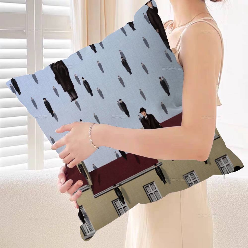 Art Rene Magritte Painter Pillow Cushion Cover Pillowcase Living Room Sofa Home Decor Customized