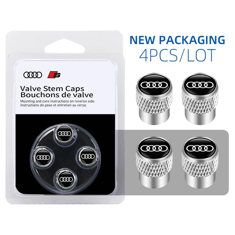 2026 Hot 4Pcs 3D Aluminum Car Wheel Tire Air Valve Dust Caps For 22x Sline A1 A2 A3 A4 A4L A5 A6 A7 A8 A8L TT Q1 Q2 Q3 Q4 Q5 Q6 Q7 Q8 B2 D2