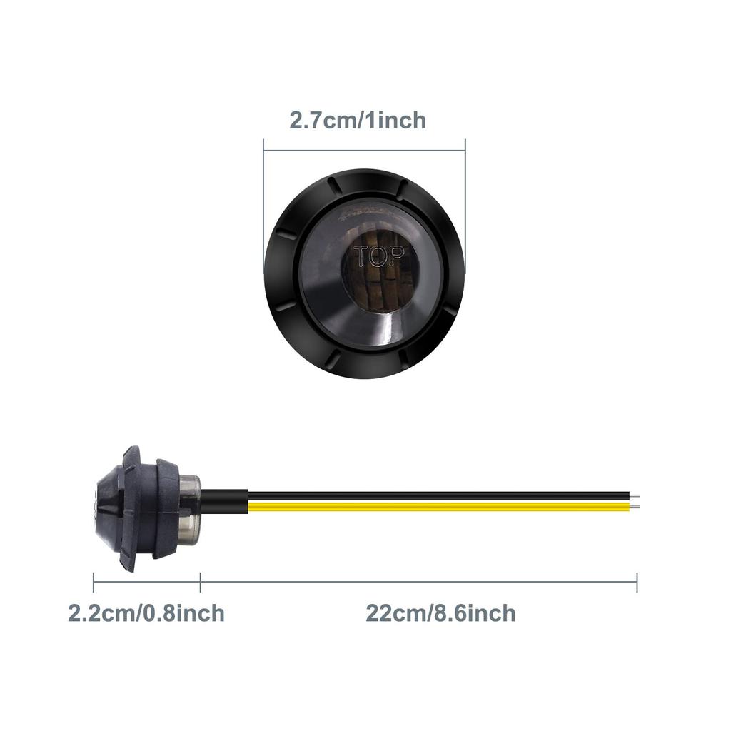 Aoling 10 Pcs Side Markers, LED Amber Truck Marker Lamp RV Bus Shoulder