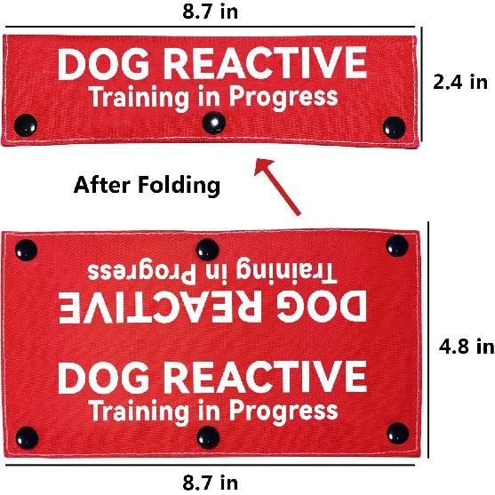Advivio Dog Reactive Training In Progress Funny Red Dog Leash Sleeve, Wrap Alert Hanging ID Patch Tag for Pet Dog The Best Choice for Daily Walking